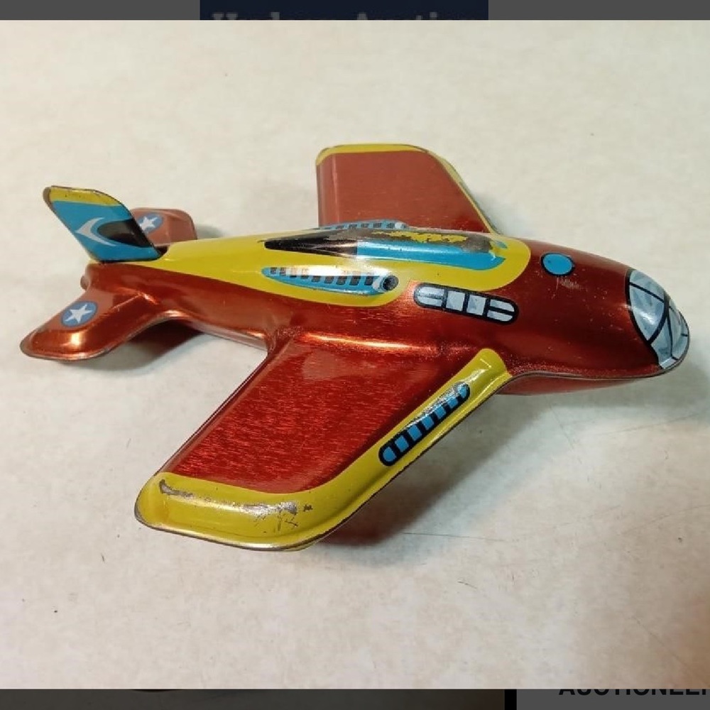 Tin Friction Type Airplane 4.25" Long
